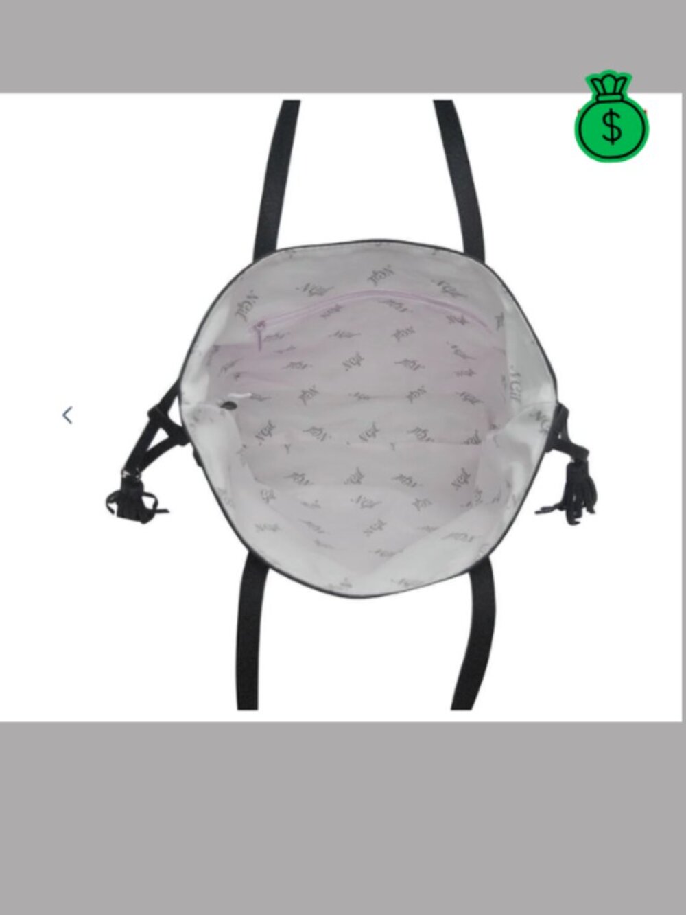 Black Leather Tote Bag with Tassels - Picture 3 of 3